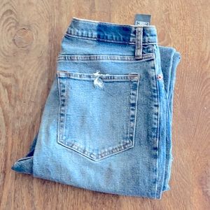 Abercrombie boyfriend jeans, distressed.